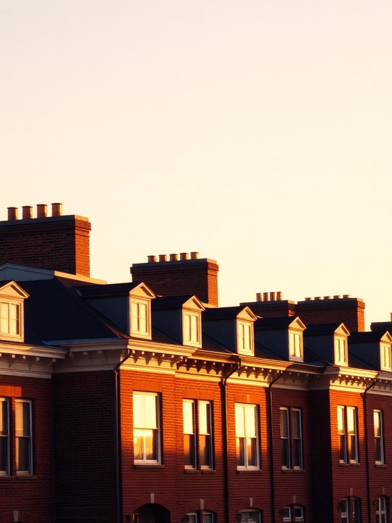 Capitol Hill rowhouse rooflines at golden hour